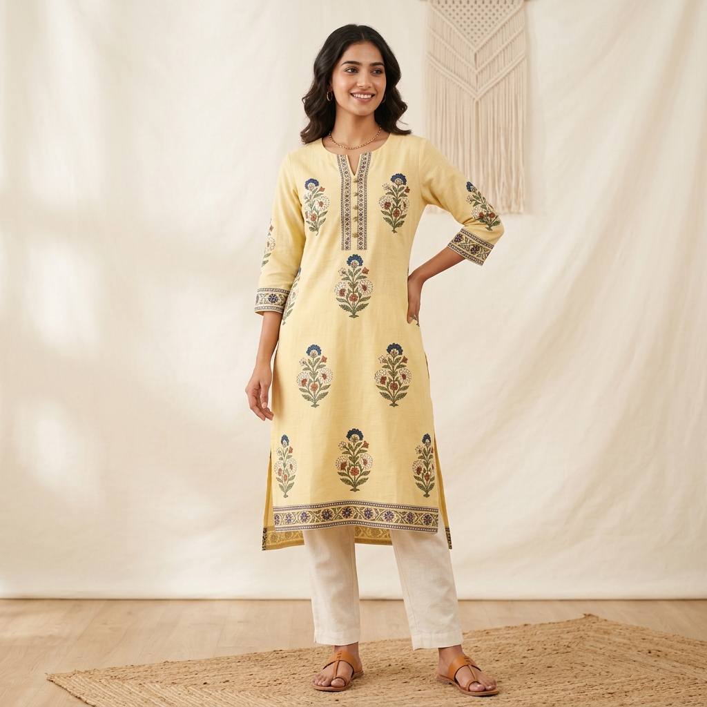 Summer Bloom Cotton Kurti